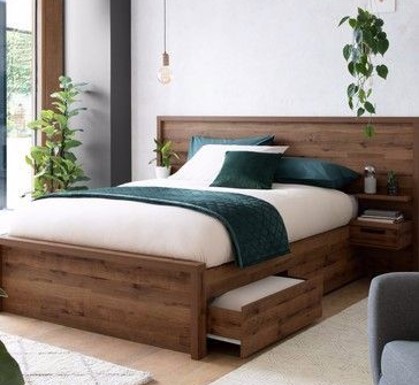 Giường gỗ MDF, phủ melamin, đầu giường không bọc nệm , có ngăn kéo