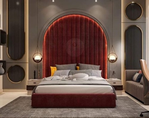 Giường gỗ MDF, bọc nhung da