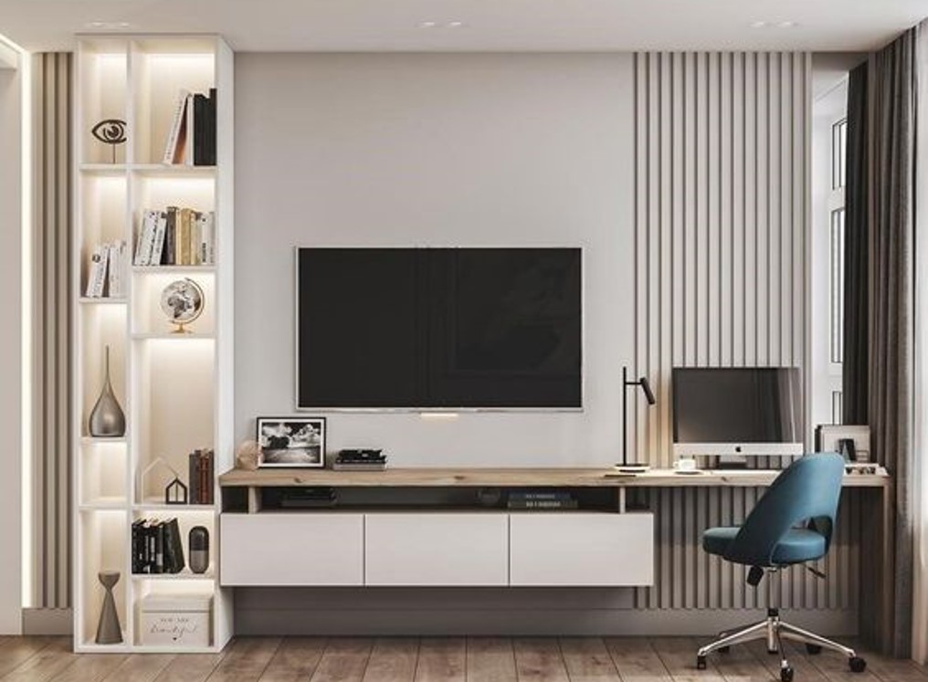 Kệ ti vi kết hợp bàn làm việc +k ệ sách