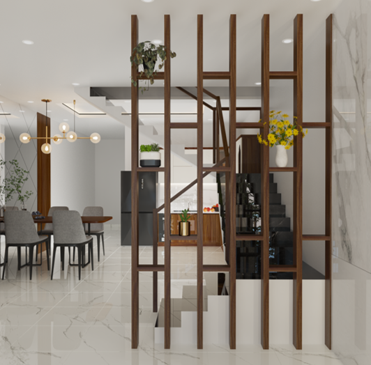 Lam trên là thanh lam kết hợp ô trang trí