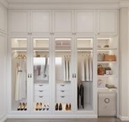 Tủ áo chất liệu gỗ MDF, cánh khoét kính màu trắng