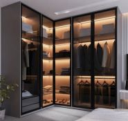 Tủ áo chất liệu gỗ MDF, cánh kính màu trà , có đèn led, cánh nhôm