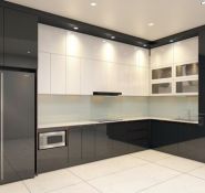 Tủ bếp trên nhựa dưới nhựa cánh phủ Acrylic