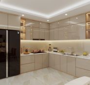 Tủ dưới gỗ cánh phủ Acrylic