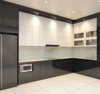 Tủ bếp trên nhựa dưới nhựa cánh phủ Acrylic