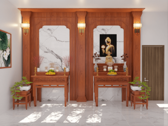 Thiết kế nội thất phòng thờ nhà Anh Lãm - Chị Ly|Long Thành