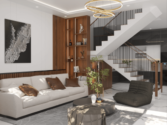 Thiết kế nội thất phòng khách & bếp nhà Anh Lãm - Chị Ly|Long Thành